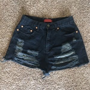 Black distressed jean shorts size medium